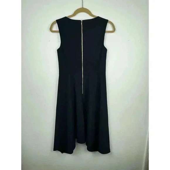 DKNY Womens V Neck Sleeveless Fit + Flare Skater Style Dress Navy Size 4 - Picture 4 of 5